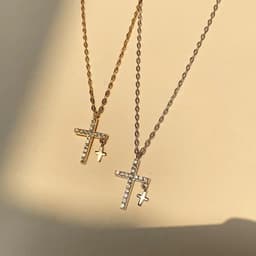 image-Classic 925 Sterling Silver Cross Necklace Shiny Cross Small Pendant Charm Clavicle Chain Ladies Fine Jewelry Free Shipping