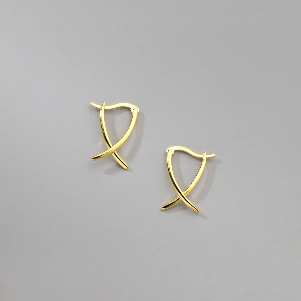 image-Modian Solid 925 Sterling Silver Simple Abstract Style Ear Buckles for Women Fine Jewelry Summer Party Hoop Earrings Accessories