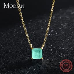 image-Modian Real 925 Sterling Silver Classic Charm Tourmaline Chain Necklace For Women Wedding Jewelry With Box Pendant Neckalces