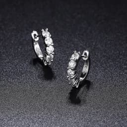 image-NeeTim 3mm D Color Moissanite Earrings 925 Sterling Sliver Plated White Gold Hoop Earring for Women Wedding Party Fine Jewelry