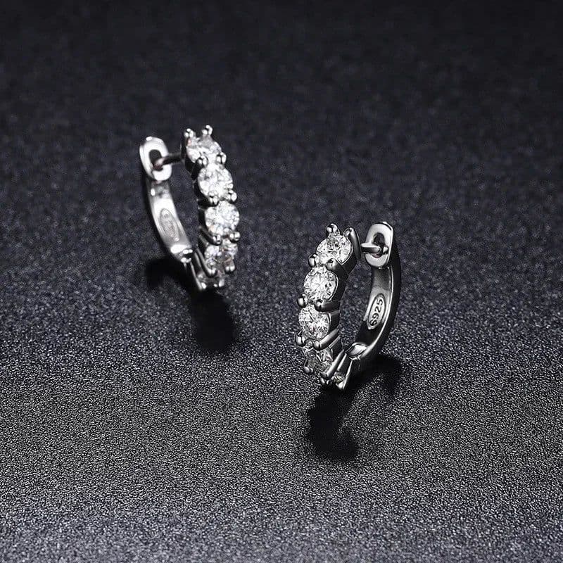 image-NeeTim 3mm D Color Moissanite Earrings 925 Sterling Sliver Plated White Gold Hoop Earring for Women Wedding Party Fine Jewelry