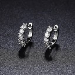 image-NeeTim 3mm D Color Moissanite Earrings 925 Sterling Sliver Plated White Gold Hoop Earring for Women Wedding Party Fine Jewelry