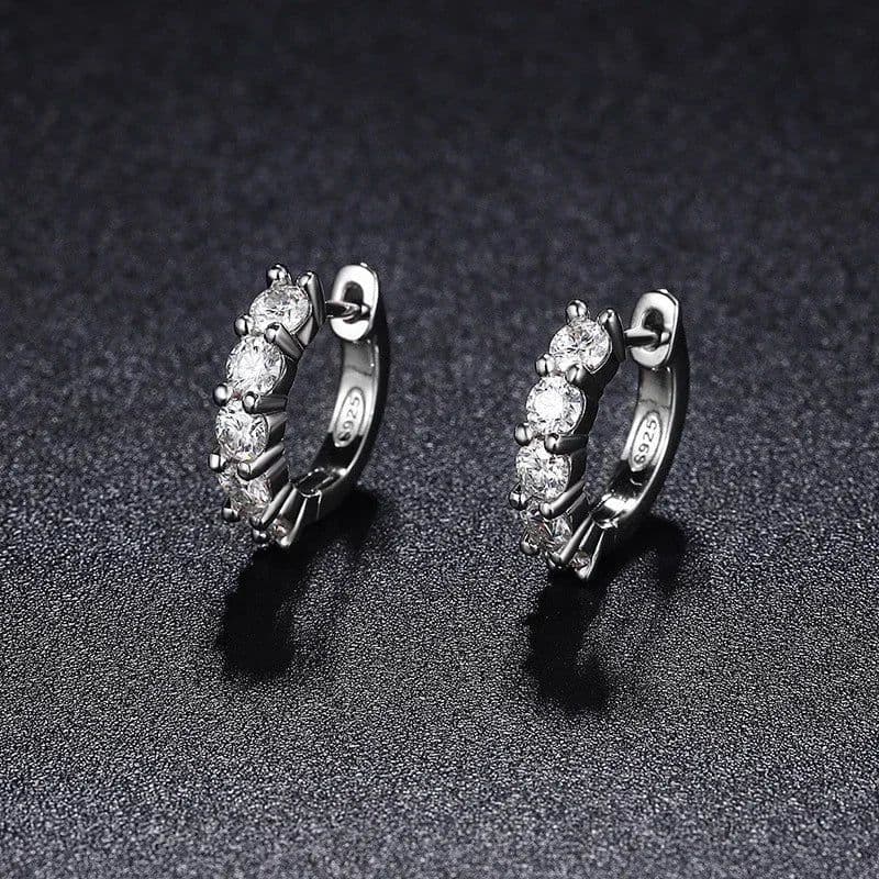 image-NeeTim 3mm D Color Moissanite Earrings 925 Sterling Sliver Plated White Gold Hoop Earring for Women Wedding Party Fine Jewelry