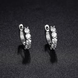image-NeeTim 3mm D Color Moissanite Earrings 925 Sterling Sliver Plated White Gold Hoop Earring for Women Wedding Party Fine Jewelry