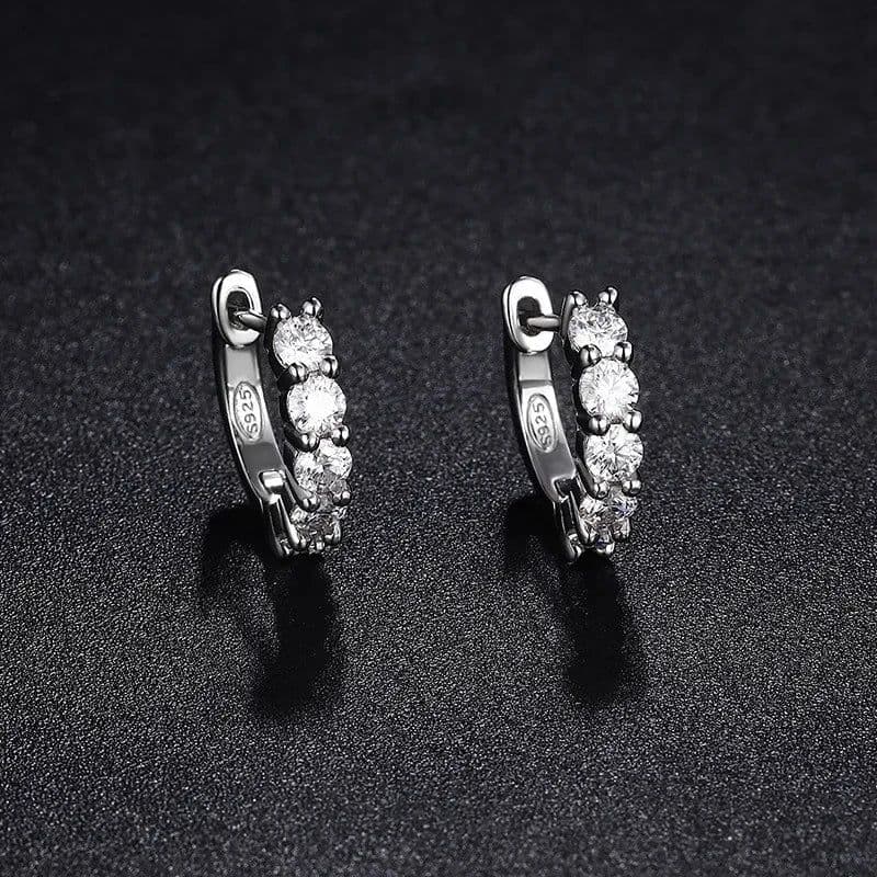 image-NeeTim 3mm D Color Moissanite Earrings 925 Sterling Sliver Plated White Gold Hoop Earring for Women Wedding Party Fine Jewelry