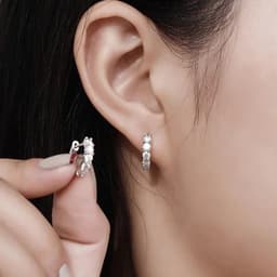 image-NeeTim 3mm D Color Moissanite Earrings 925 Sterling Sliver Plated White Gold Hoop Earring for Women Wedding Party Fine Jewelry