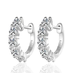 image-NeeTim 3mm D Color Moissanite Earrings 925 Sterling Sliver Plated White Gold Hoop Earring for Women Wedding Party Fine Jewelry