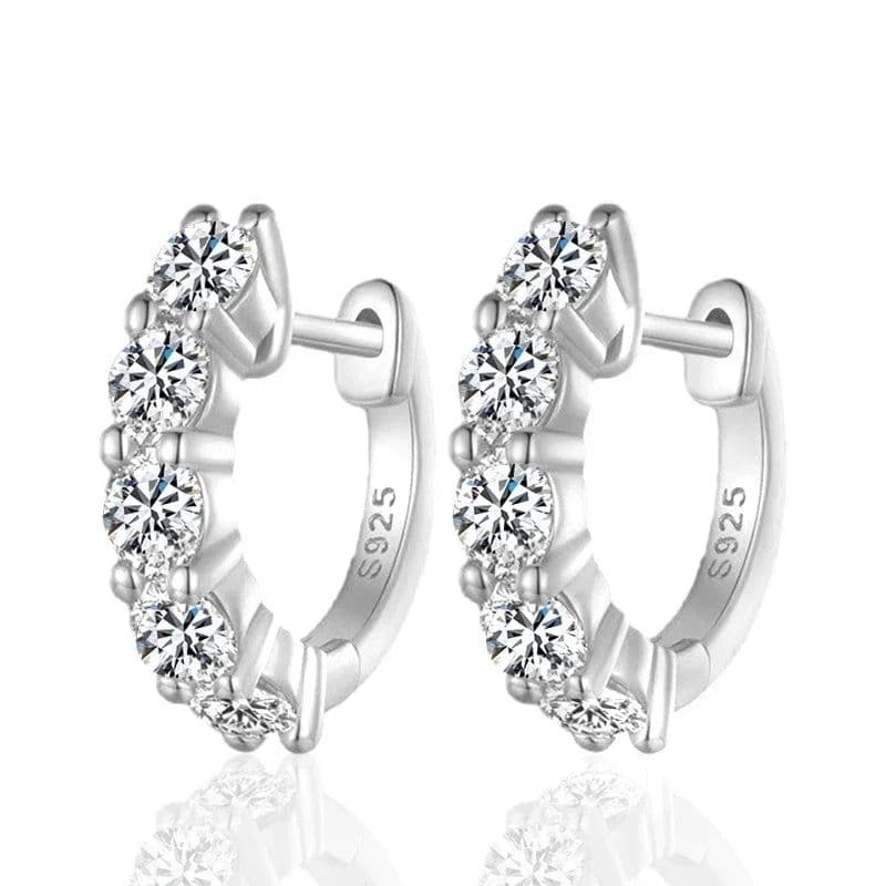 image-NeeTim 3mm D Color Moissanite Earrings 925 Sterling Sliver Plated White Gold Hoop Earring for Women Wedding Party Fine Jewelry