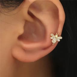 image-1 Pcs 925 Sterling Silver No-piecing Zircon Crystal Cute Bee Clip Earring For Women Girl Ear Cuff Jewelry Brincos Bijoux Femme