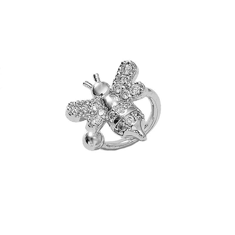 image-1 Pcs 925 Sterling Silver No-piecing Zircon Crystal Cute Bee Clip Earring For Women Girl Ear Cuff Jewelry Brincos Bijoux Femme
