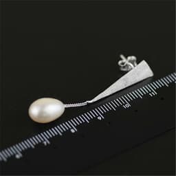 image-Lotus Fun Real 925 Sterling Silver Natural Pearl Earrings Handmade Fine Jewelry Triangle Water Drop Dangle Earrings for Women