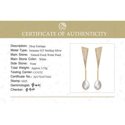 image-Lotus Fun Real 925 Sterling Silver Natural Pearl Earrings Handmade Fine Jewelry Triangle Water Drop Dangle Earrings for Women