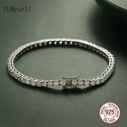 image-Pure Silver Of 16-20.5CM Tennis Bracelet Jewelry 2-4mm 5A CZ Eternal Gift For Wife Stunning Real 925 Jewellery