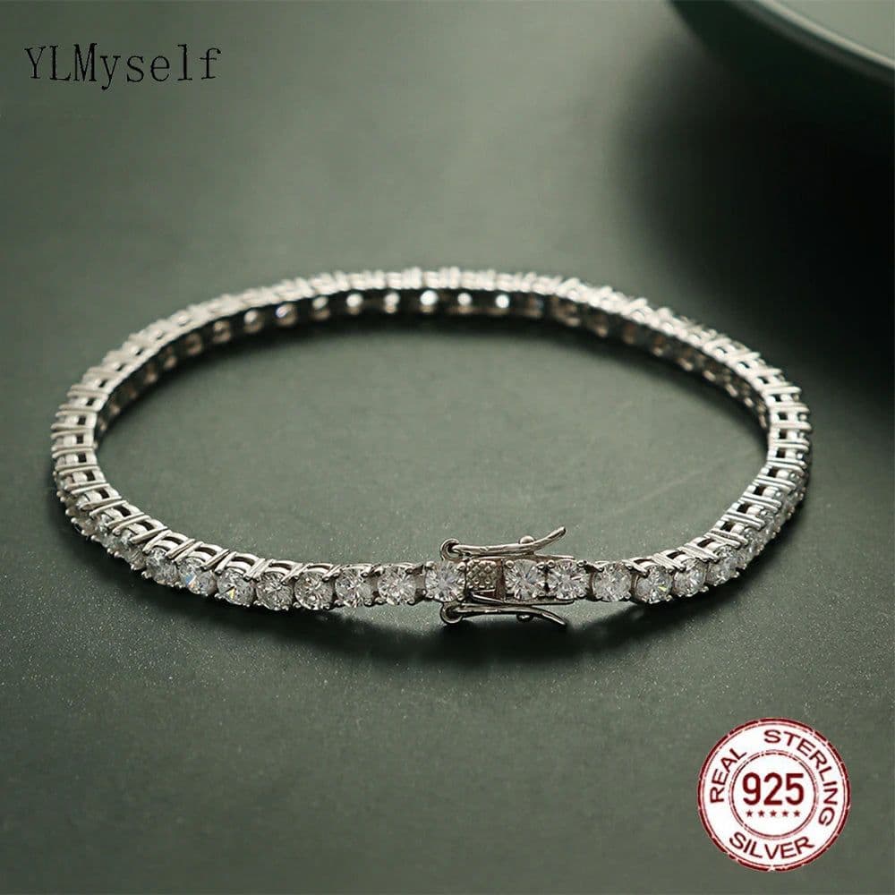 image-Pure Silver Of 16-20.5CM Tennis Bracelet Jewelry 2-4mm 5A CZ Eternal Gift For Wife Stunning Real 925 Jewellery