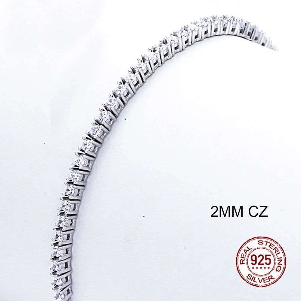 image-Pure Silver Of 16-20.5CM Tennis Bracelet Jewelry 2-4mm 5A CZ Eternal Gift For Wife Stunning Real 925 Jewellery