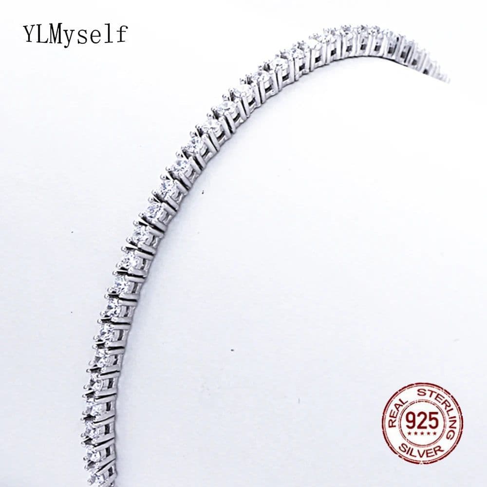 image-Pure Silver Of 16-20.5CM Tennis Bracelet Jewelry 2-4mm 5A CZ Eternal Gift For Wife Stunning Real 925 Jewellery
