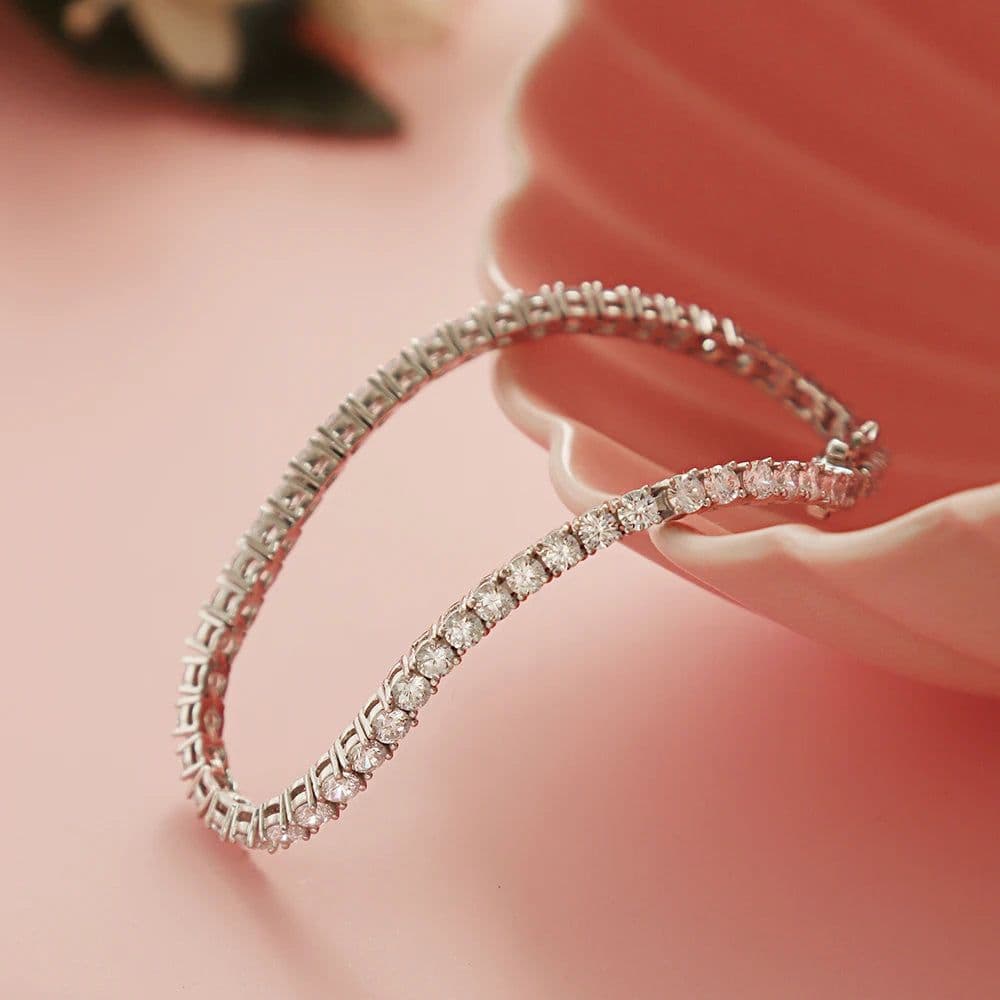 image-Pure Silver Of 16-20.5CM Tennis Bracelet Jewelry 2-4mm 5A CZ Eternal Gift For Wife Stunning Real 925 Jewellery