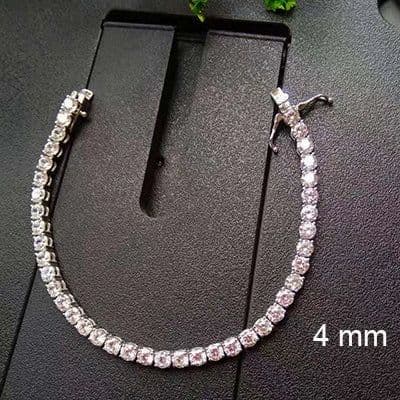 image-Pure Silver Of 16-20.5CM Tennis Bracelet Jewelry 2-4mm 5A CZ Eternal Gift For Wife Stunning Real 925 Jewellery