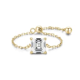 image-Modian 5 Style Clear CZ Link Chain Ring Trendy 925 Sterling Silver Adjustable Charm Gold Color Rings For Women Wedding Jewelry