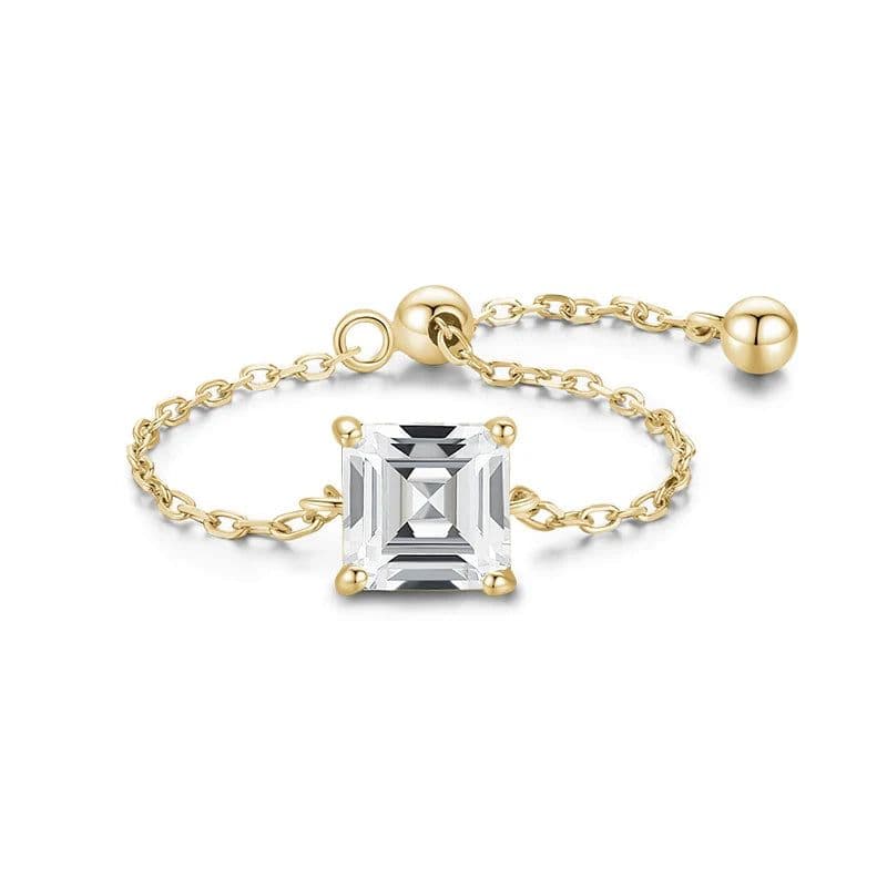 image-Modian 5 Style Clear CZ Link Chain Ring Trendy 925 Sterling Silver Adjustable Charm Gold Color Rings For Women Wedding Jewelry