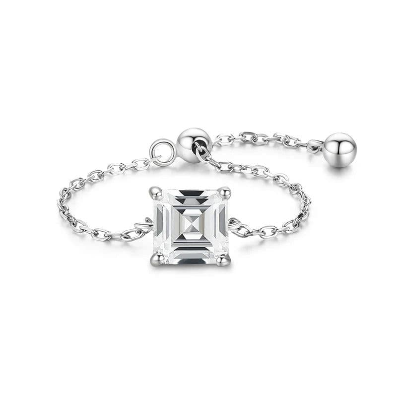 image-Modian 5 Style Clear CZ Link Chain Ring Trendy 925 Sterling Silver Adjustable Charm Gold Color Rings For Women Wedding Jewelry