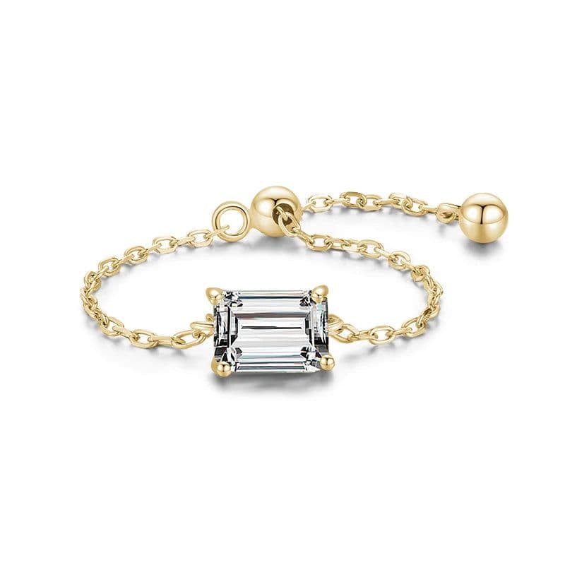 image-Modian 5 Style Clear CZ Link Chain Ring Trendy 925 Sterling Silver Adjustable Charm Gold Color Rings For Women Wedding Jewelry