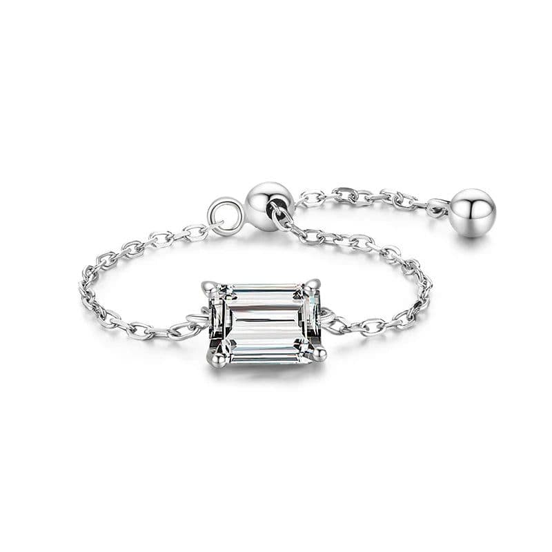 image-Modian 5 Style Clear CZ Link Chain Ring Trendy 925 Sterling Silver Adjustable Charm Gold Color Rings For Women Wedding Jewelry