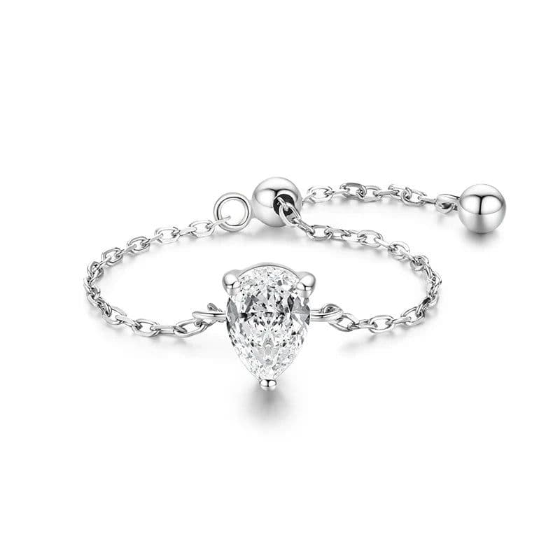 image-Modian 5 Style Clear CZ Link Chain Ring Trendy 925 Sterling Silver Adjustable Charm Gold Color Rings For Women Wedding Jewelry