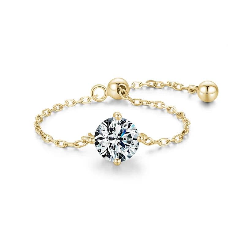 image-Modian 5 Style Clear CZ Link Chain Ring Trendy 925 Sterling Silver Adjustable Charm Gold Color Rings For Women Wedding Jewelry