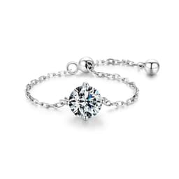 image-Modian 5 Style Clear CZ Link Chain Ring Trendy 925 Sterling Silver Adjustable Charm Gold Color Rings For Women Wedding Jewelry