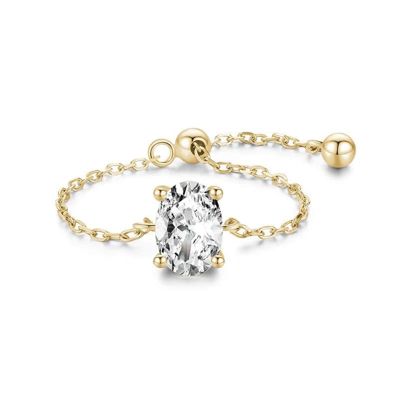 image-Modian 5 Style Clear CZ Link Chain Ring Trendy 925 Sterling Silver Adjustable Charm Gold Color Rings For Women Wedding Jewelry