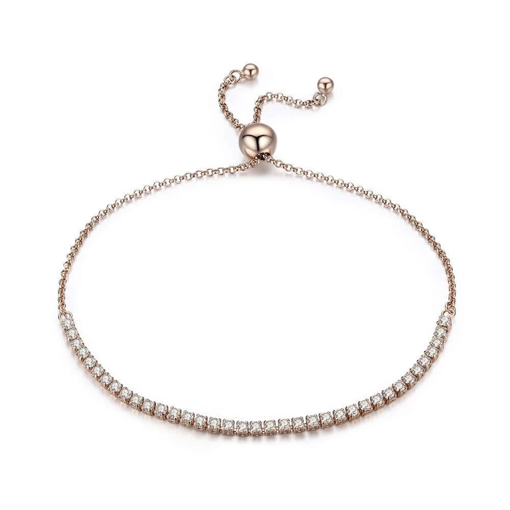 image-BAMOER 14K Gold Plated CZ Classic Tennis Bracelet for Women, 925 Sterling Silver Adjustable Slider Bracelet Wedding Jewelry Gift