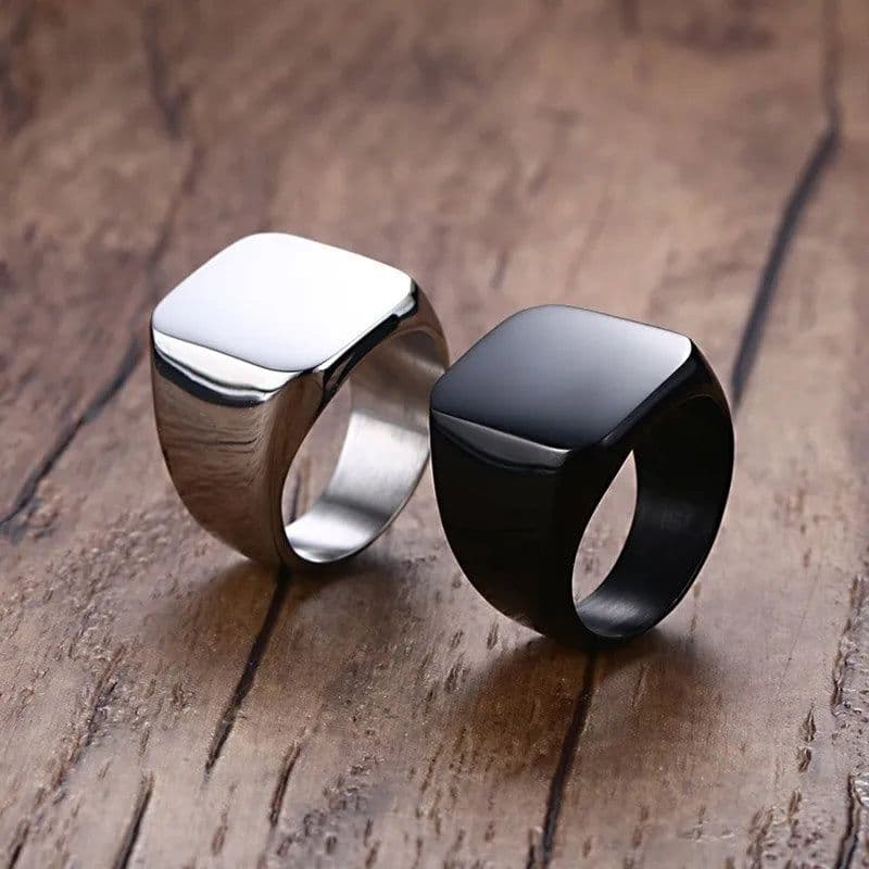 image-Vnox Smooth Men's Black Rock Punk Rings Cool Fashion Individuality Signet Ring for Men Party Jewelry