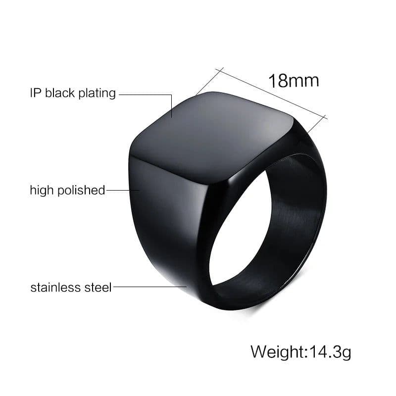 image-Vnox Smooth Men's Black Rock Punk Rings Cool Fashion Individuality Signet Ring for Men Party Jewelry