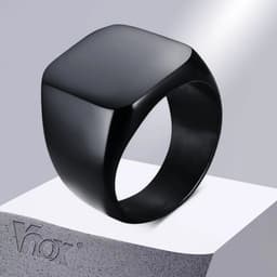 image-Vnox Smooth Men's Black Rock Punk Rings Cool Fashion Individuality Signet Ring for Men Party Jewelry