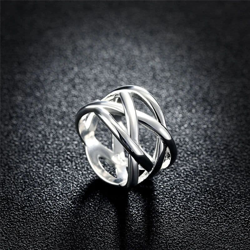 image-DOTEFFIL 925 Sterling Silver Cross Intertwined Ring For Women Wedding Engagement Party Fashion Charm Jewelry