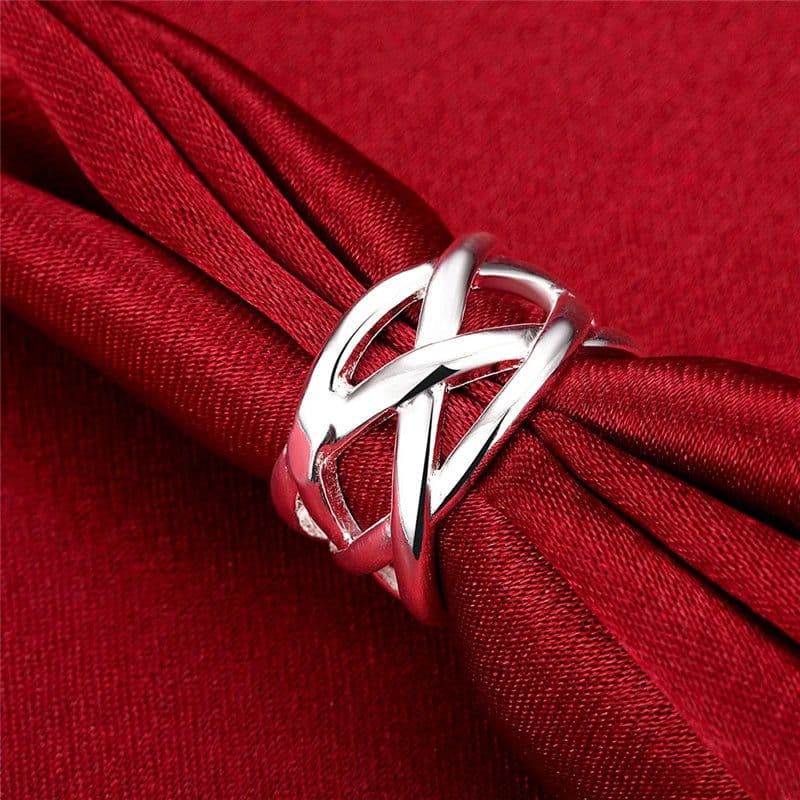 image-DOTEFFIL 925 Sterling Silver Cross Intertwined Ring For Women Wedding Engagement Party Fashion Charm Jewelry