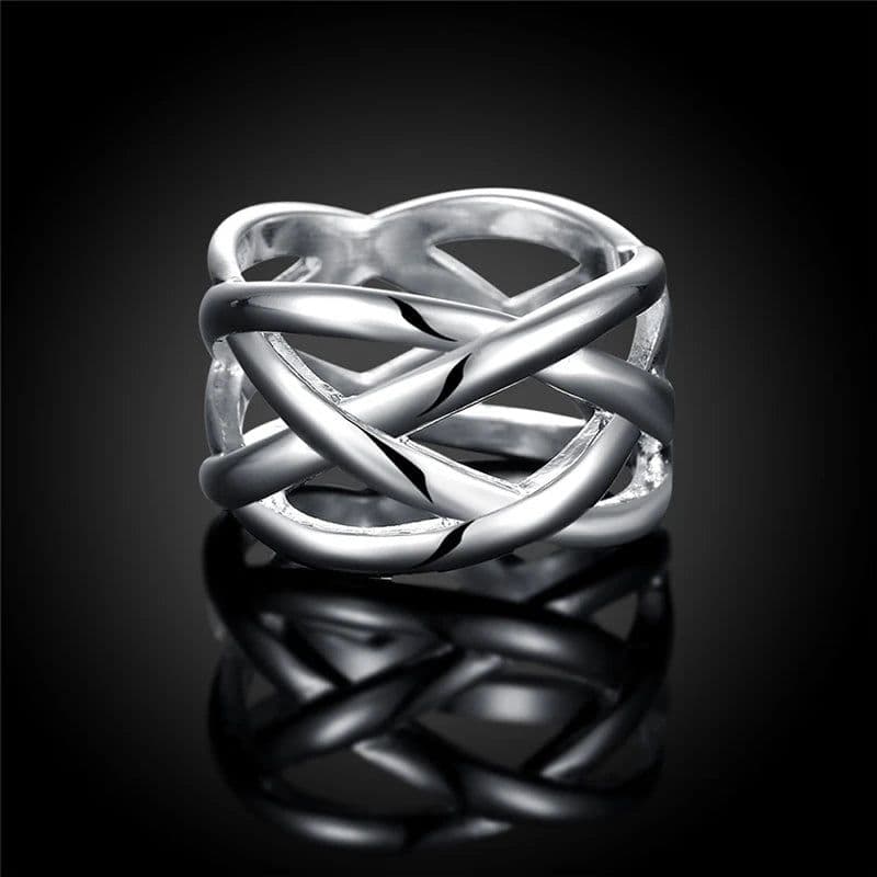 image-DOTEFFIL 925 Sterling Silver Cross Intertwined Ring For Women Wedding Engagement Party Fashion Charm Jewelry