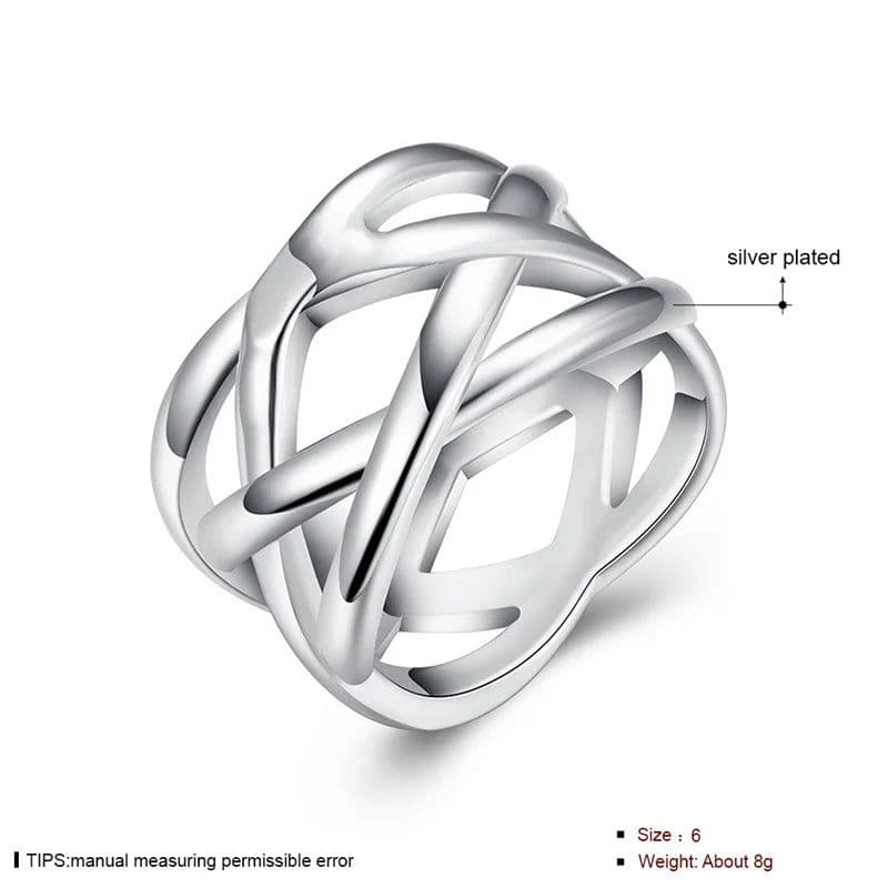 image-DOTEFFIL 925 Sterling Silver Cross Intertwined Ring For Women Wedding Engagement Party Fashion Charm Jewelry