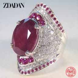image-ZDADAN 925 Sterling Silver Ruby Ring For Women Zircon Finger Rings Fashion Jewelry Gifts