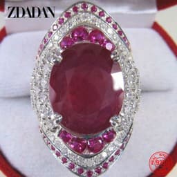 image-ZDADAN 925 Sterling Silver Ruby Ring For Women Zircon Finger Rings Fashion Jewelry Gifts