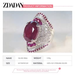 image-ZDADAN 925 Sterling Silver Ruby Ring For Women Zircon Finger Rings Fashion Jewelry Gifts