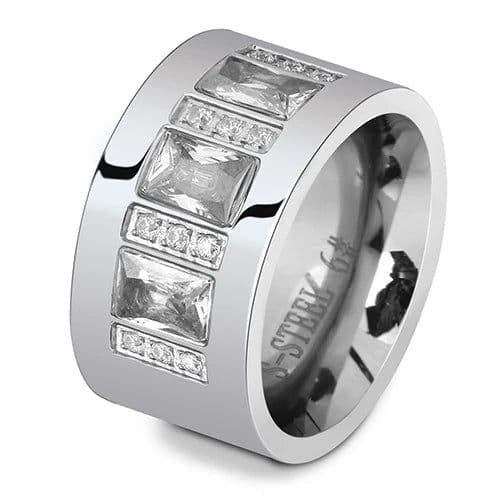 image-Fashion Women Crystal Rings Wholesale Yellow Gold Color Stainless Steel Wedding Rings For Women Party Jewelry NIBA Jewelry