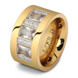 image-Fashion Women Crystal Rings Wholesale Yellow Gold Color Stainless Steel Wedding Rings For Women Party Jewelry NIBA Jewelry