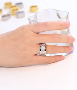 image-Fashion Women Crystal Rings Wholesale Yellow Gold Color Stainless Steel Wedding Rings For Women Party Jewelry NIBA Jewelry