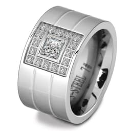 image-Fashion Women Crystal Rings Wholesale Yellow Gold Color Stainless Steel Wedding Rings For Women Party Jewelry NIBA Jewelry