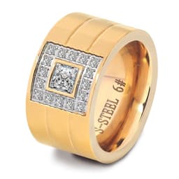 image-Fashion Women Crystal Rings Wholesale Yellow Gold Color Stainless Steel Wedding Rings For Women Party Jewelry NIBA Jewelry