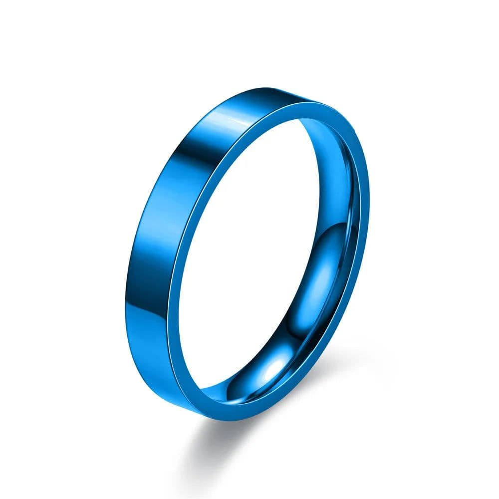 image-4mm Simplicity Flat Stainless Steel Rings Japanese Korean Fashion Glossy Titanium Steel Finger Rings Youth Boy Girl Jewelry Gift