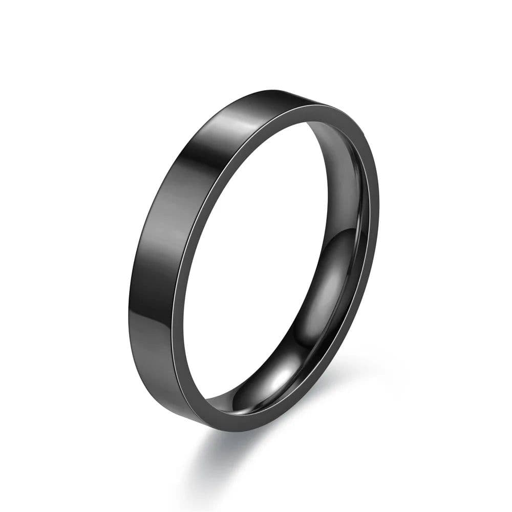 image-4mm Simplicity Flat Stainless Steel Rings Japanese Korean Fashion Glossy Titanium Steel Finger Rings Youth Boy Girl Jewelry Gift