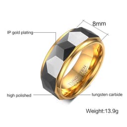 image-VNOX 100% Tungsten Men Ring Wedding Male Jewelry Gold Color 8mm Width Dropshipping